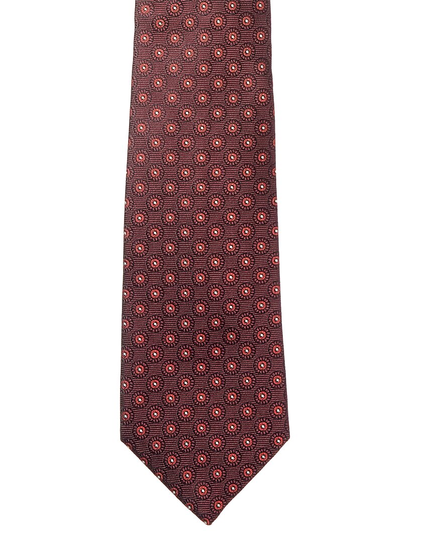burgundy circles silk tie