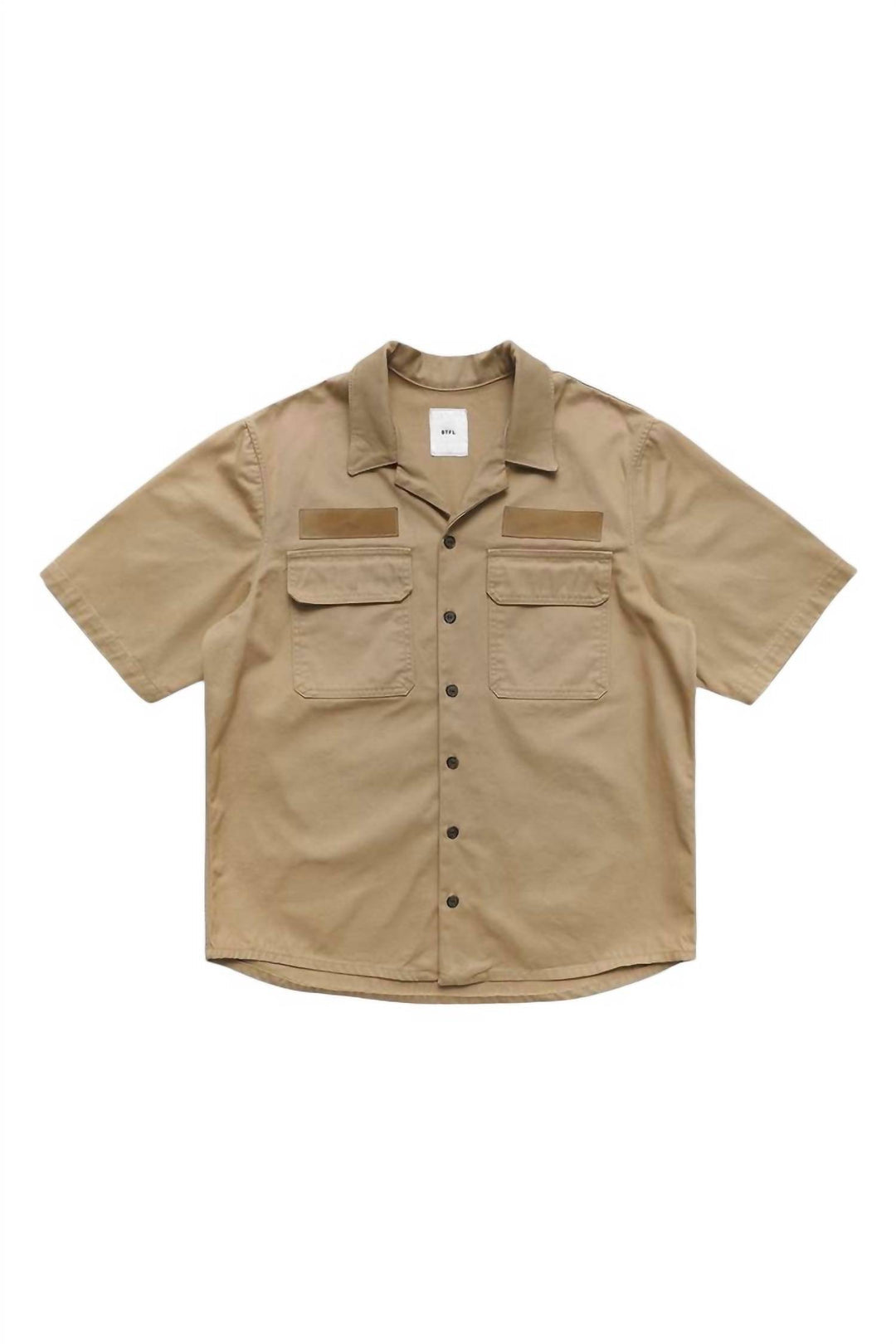 short sleeve shop shirt in taupe