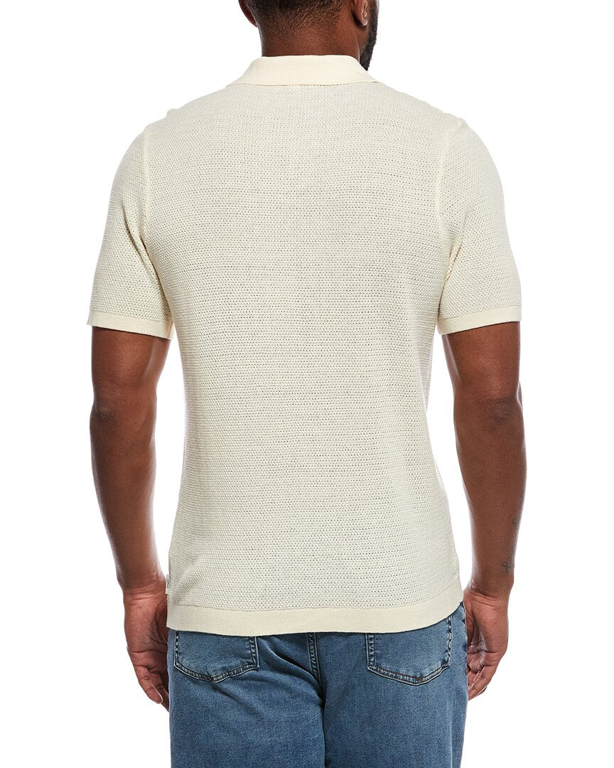 textured johnny collar polo shirt