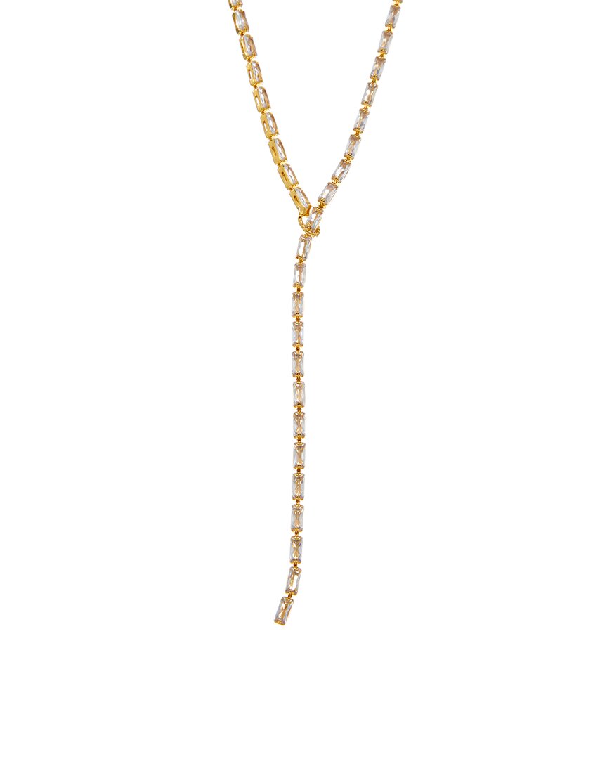 18k plated cz lariat necklace