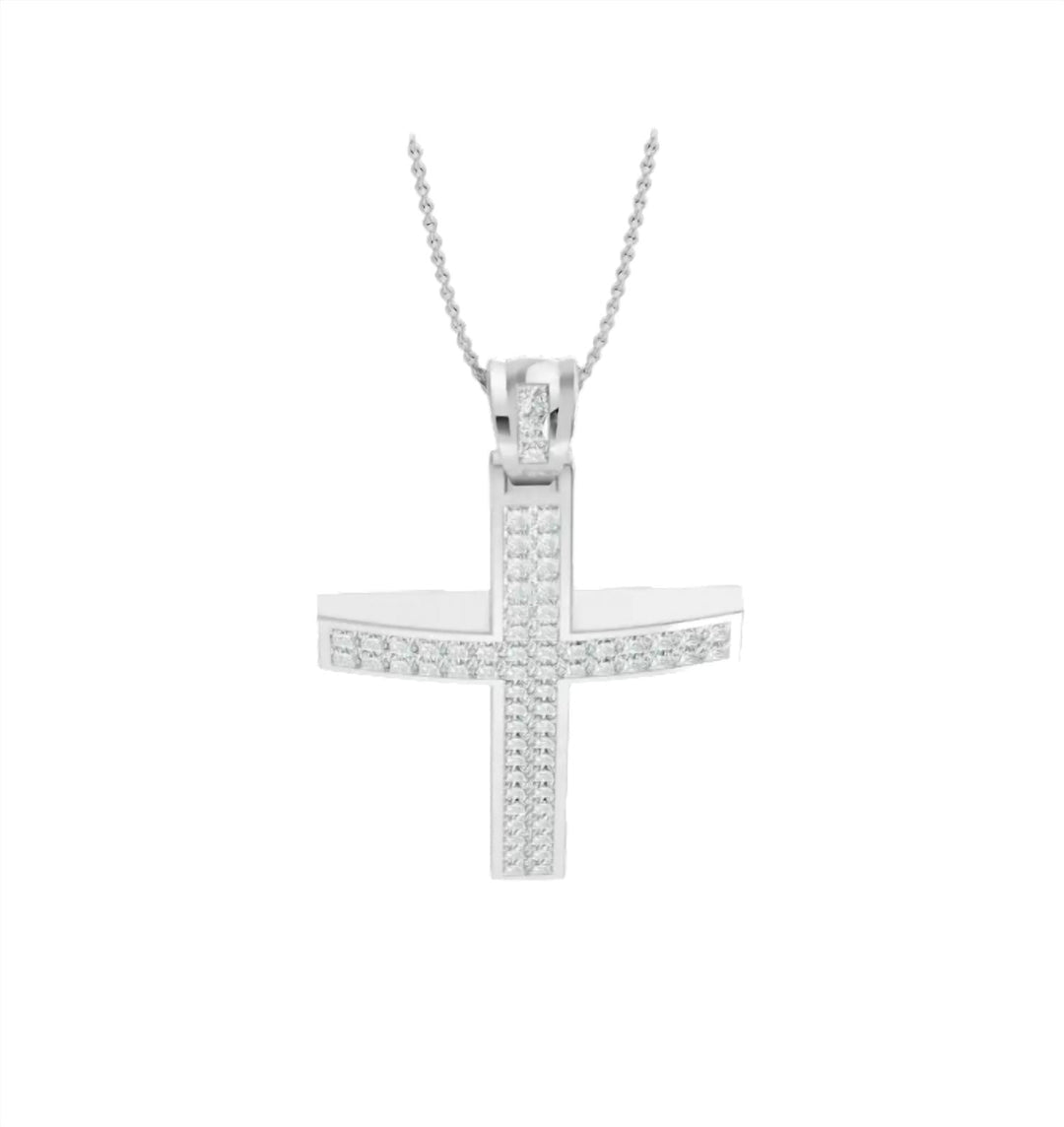stan-p-1.14-3.11-14w natural diamond cross pendant in 14k white gold