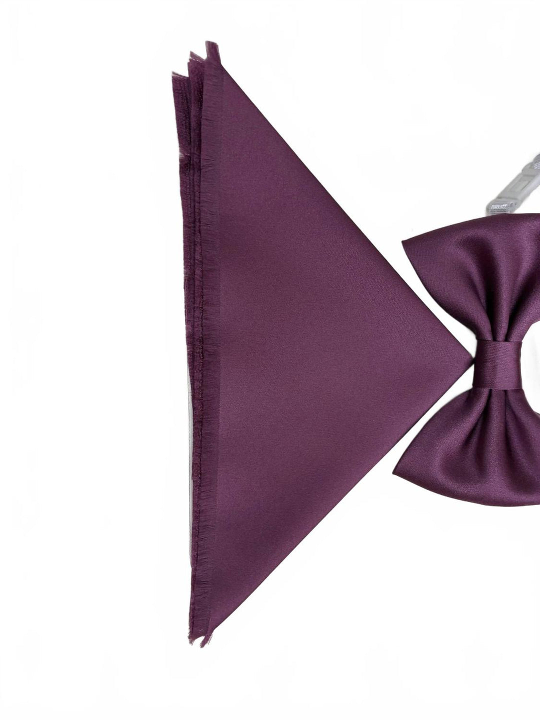 men's bow tie and pocket piece in sugar plum