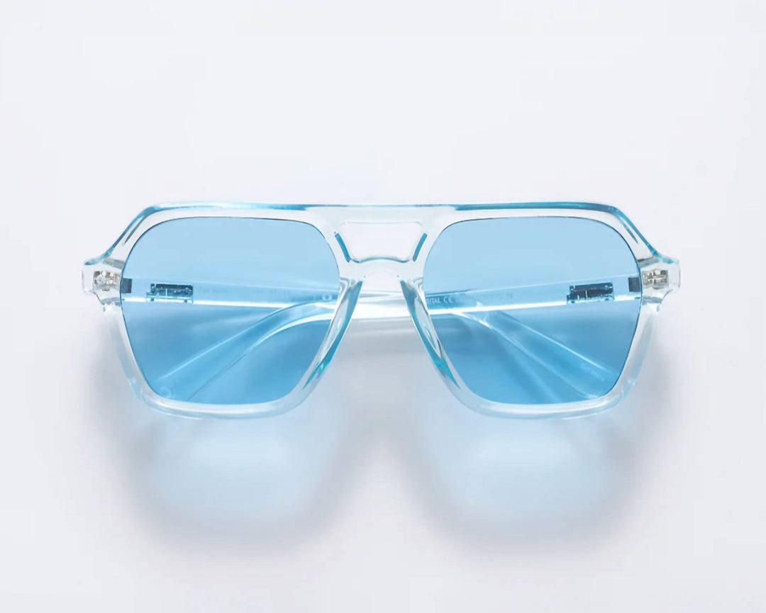 men's le mans sunglasses in clear blue blue