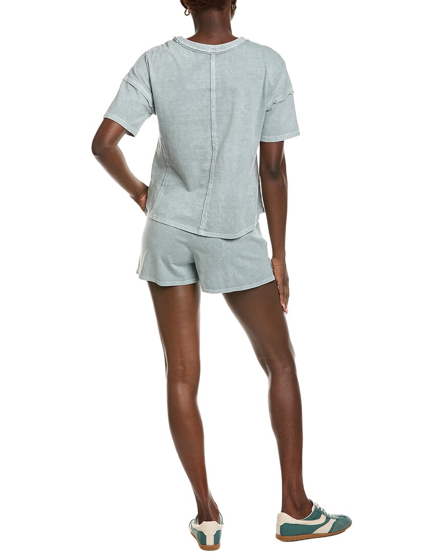 2pc halo snow washed tee shirt & short set