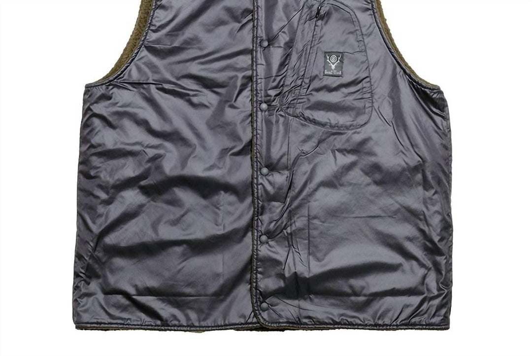 men's reversible vest in olive