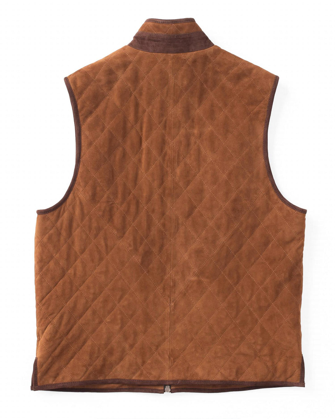 ridgeland quilted goat suede vest in whiskey