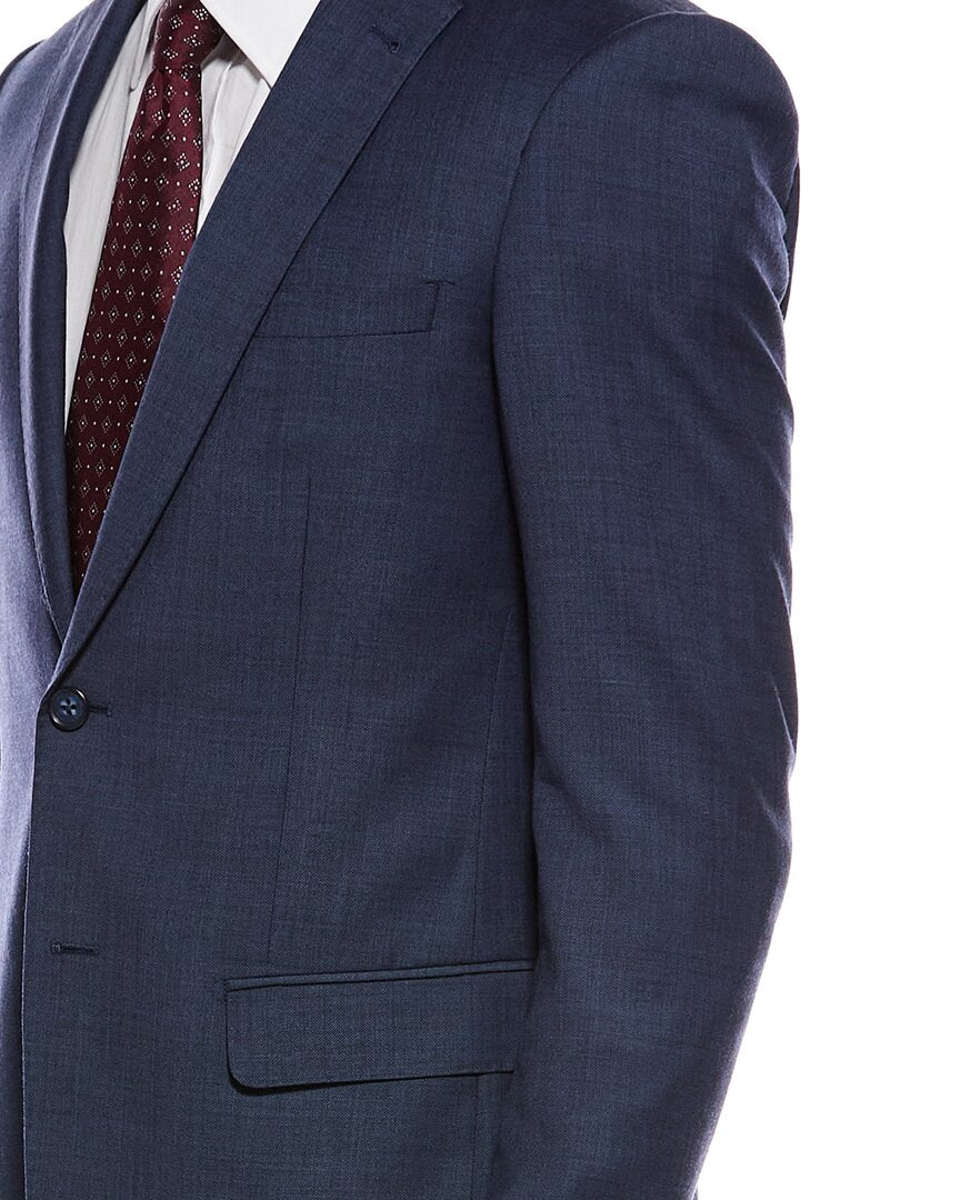 2pc wool suit with flat front pant
