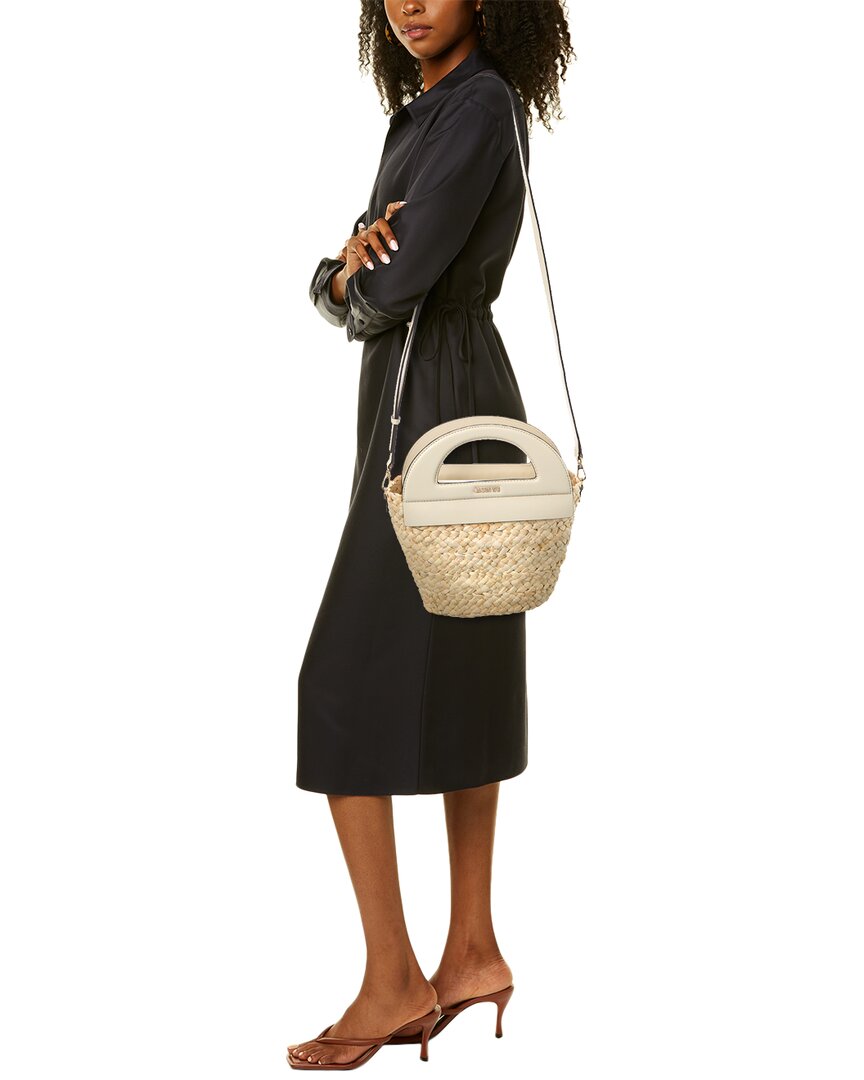 straw & leather bucket bag