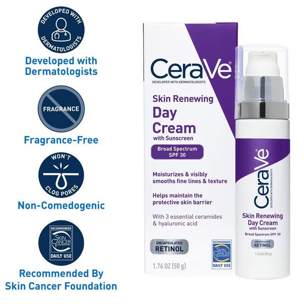 Skin Renewing Day Cream, Face Moisturizer with SPF 30 & Retinol