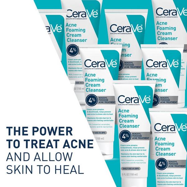 Acne Foaming Cream Cleanser with 4% BPO for Acne Prone Skin
