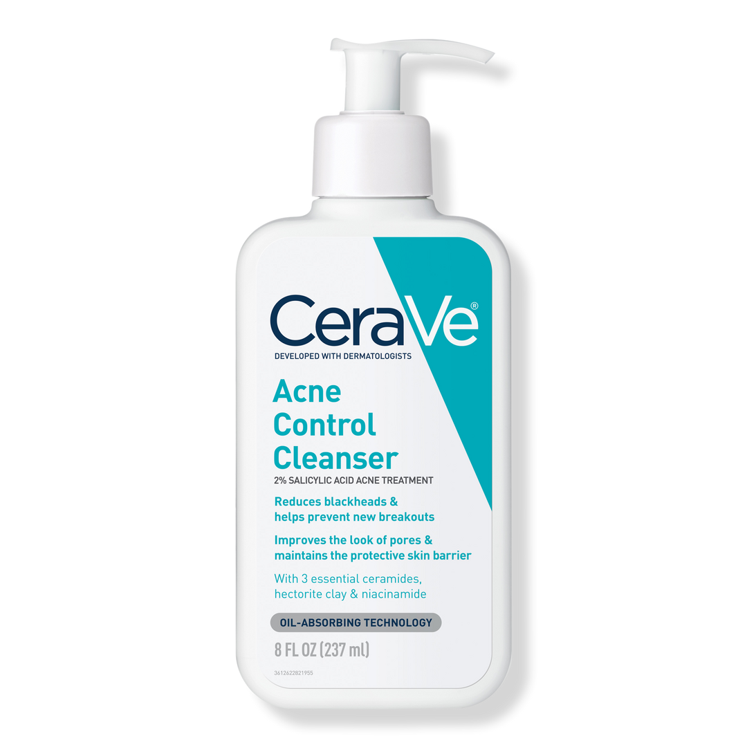 Acne Control Cleanser for Face with 2% Salicylic Acid & Purifying Clay for Oily Skin