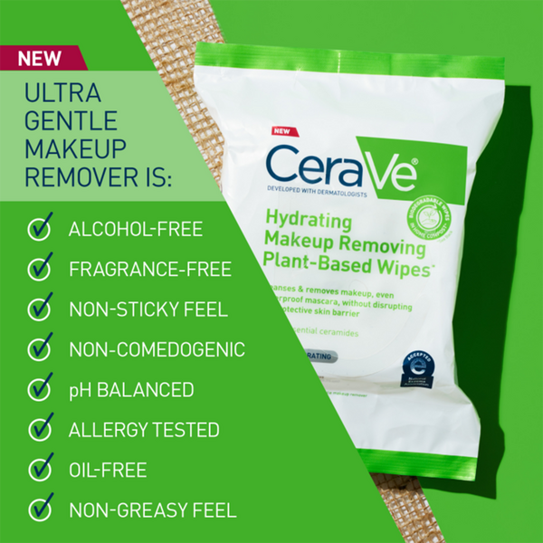Plant-Based Hydrating Makeup Removing Face Wipes for All Skin Types