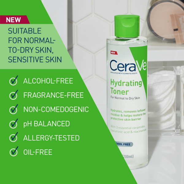 Alcohol-Free No Rinse Hydrating Facial Toner for Sensitive & Dry Skin