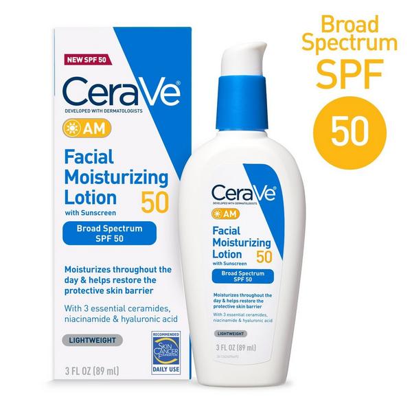 AM Lotion Face Moisturizer with SPF 50 for Balanced to Oily Skin