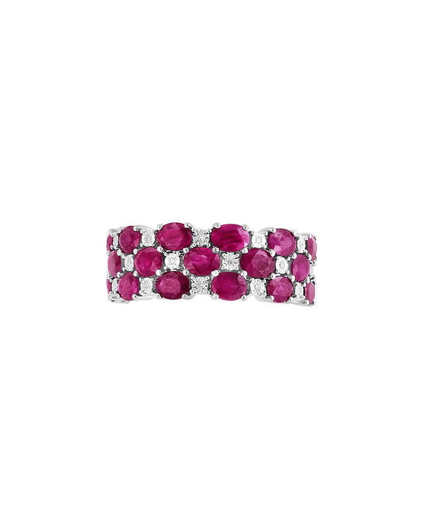 silver 1.99 ct. tw. diamond & ruby ring