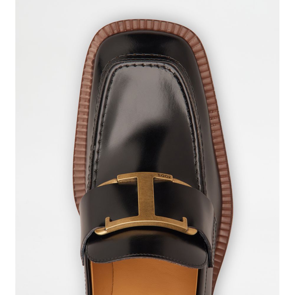 platform loafers in leather