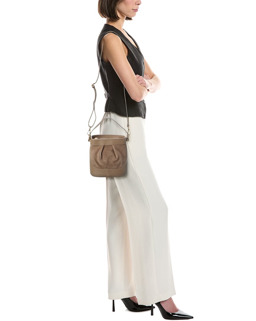suede and leather bucket bag