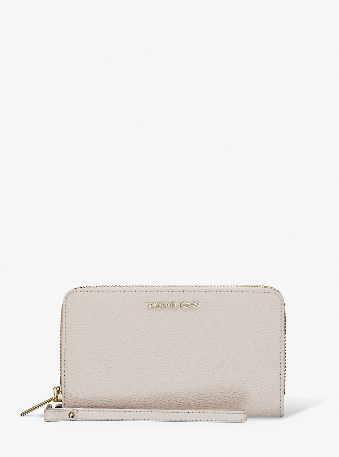 large pebbled leather smartphone wristlet
