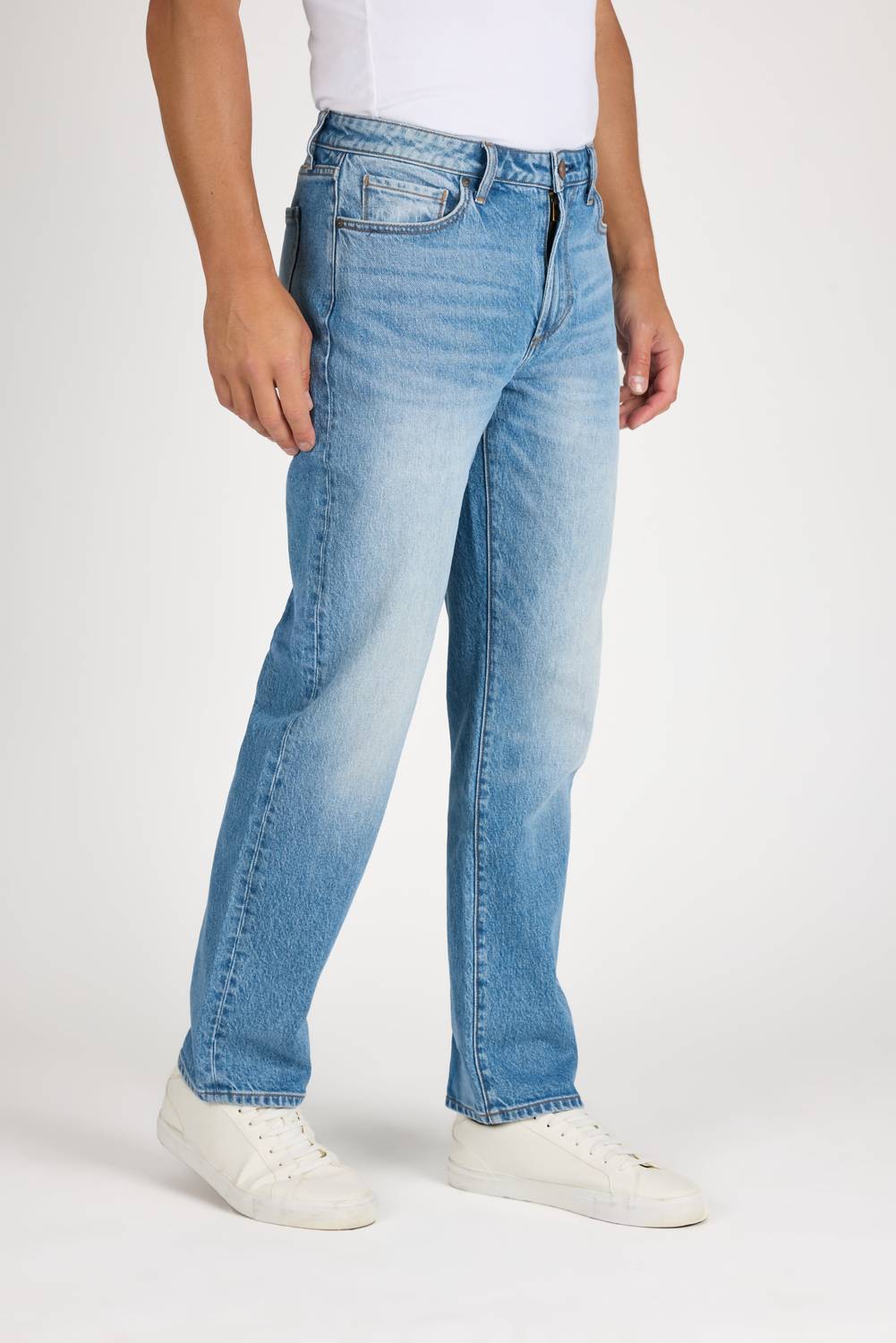 caine straight leg vintage rigid denim jeans in lincoln