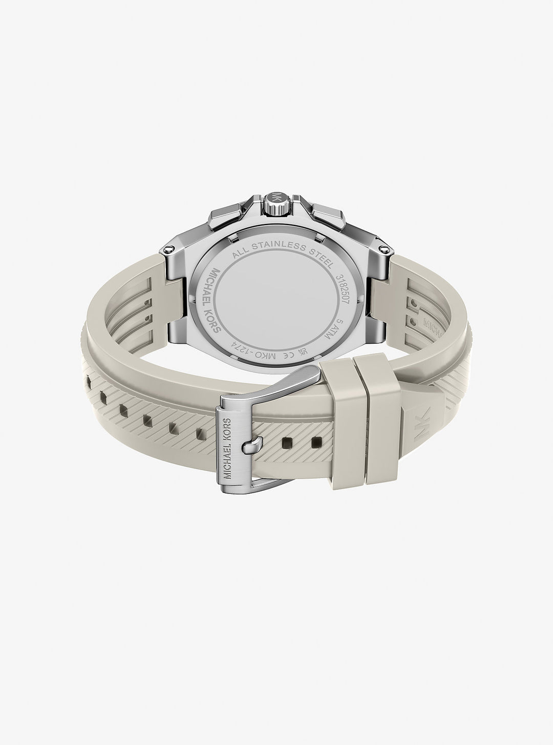 oversized lennox silver-tone and silicone watch