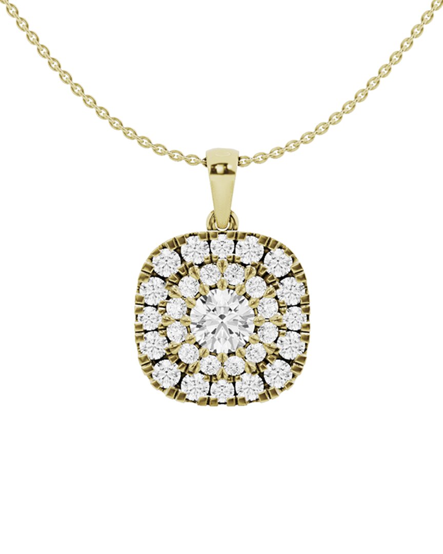 14k 2.00 ct. tw. lab-grown diamond halo pendant necklace