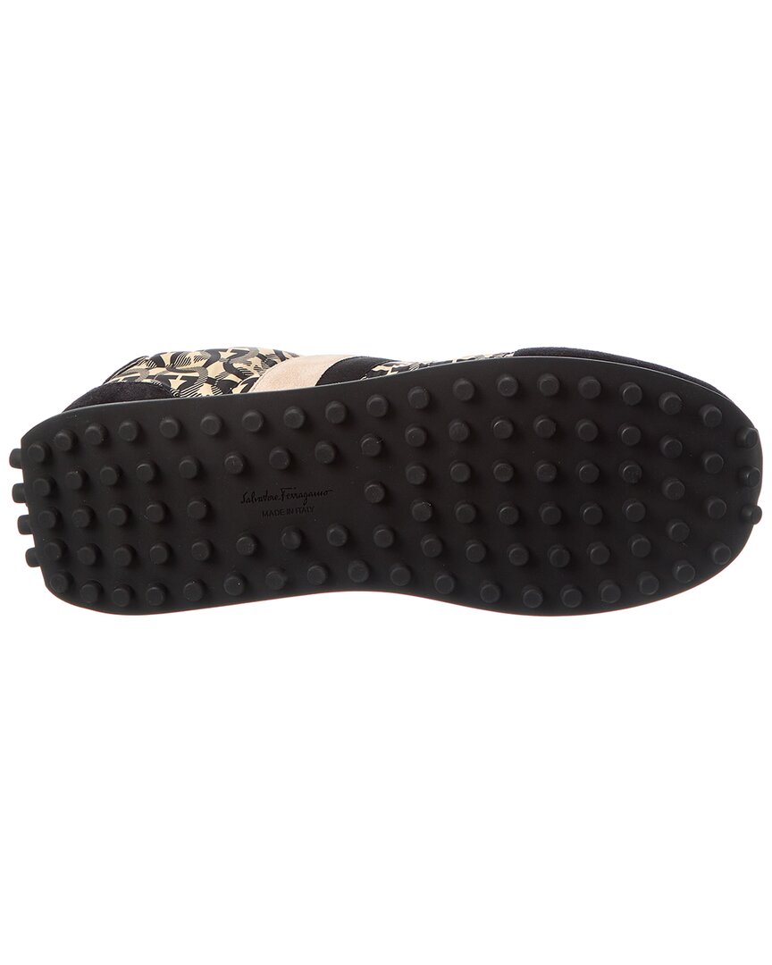 ferragamo gancini canvas & suede sneaker