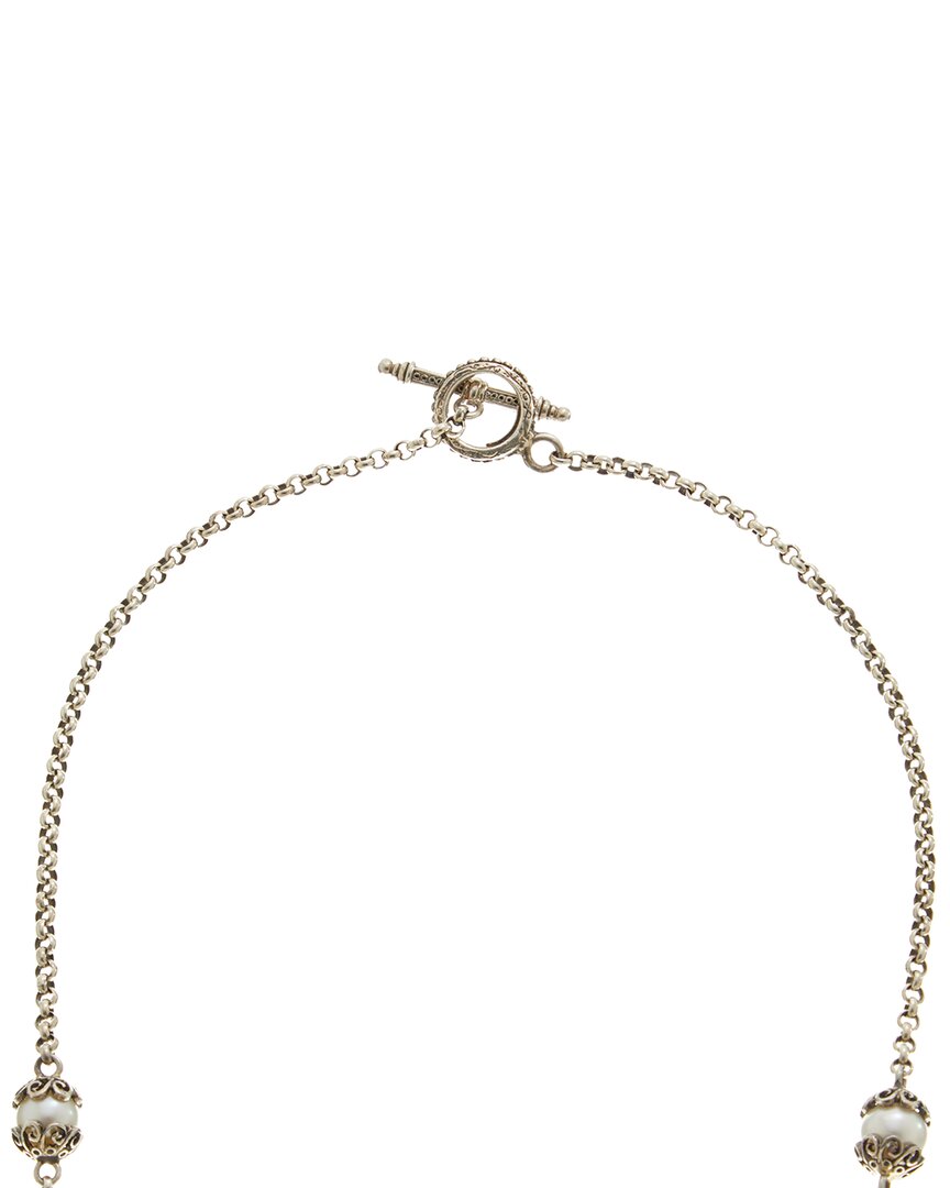 silver pearl toggle necklace