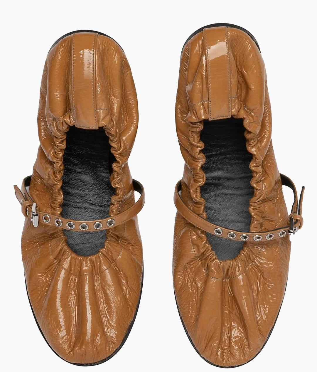 women's margot patent leather ballet flats in tan