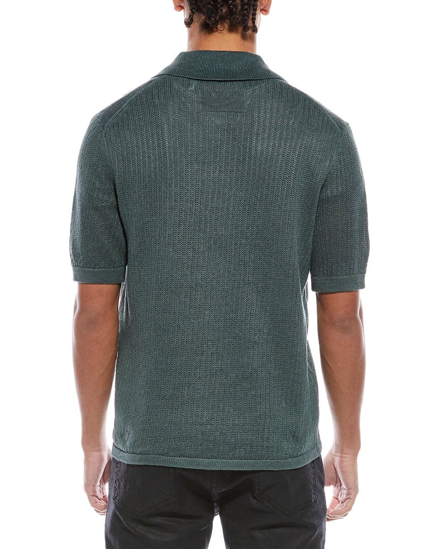zip linen polo shirt