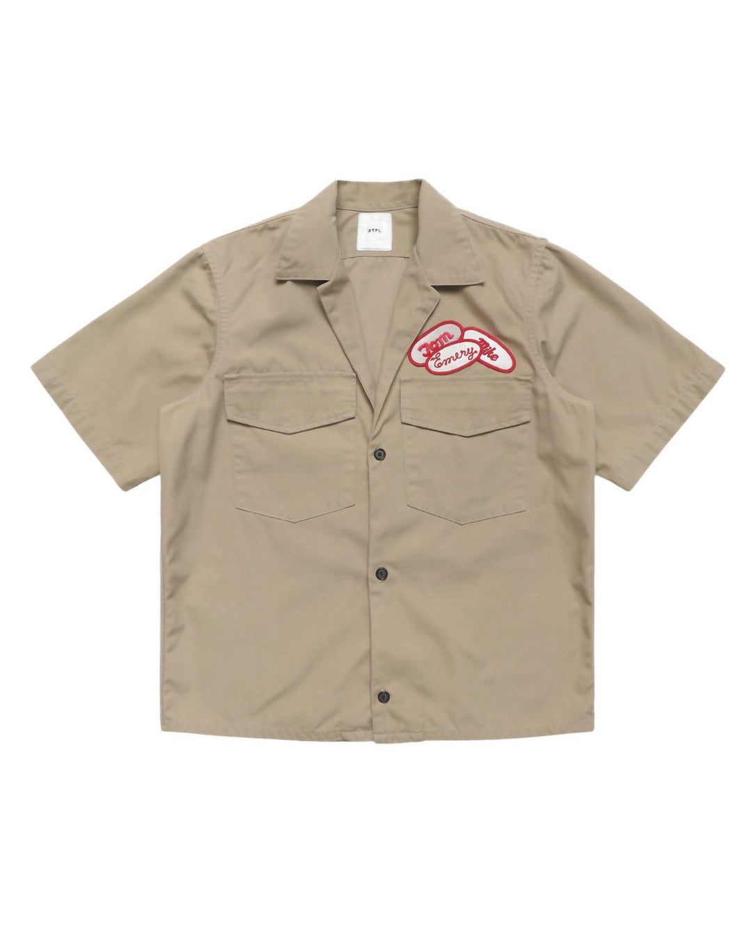short sleeve mechanic shirt in tan