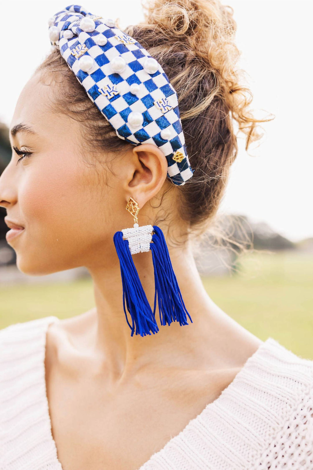 uk logo headband in blue/white