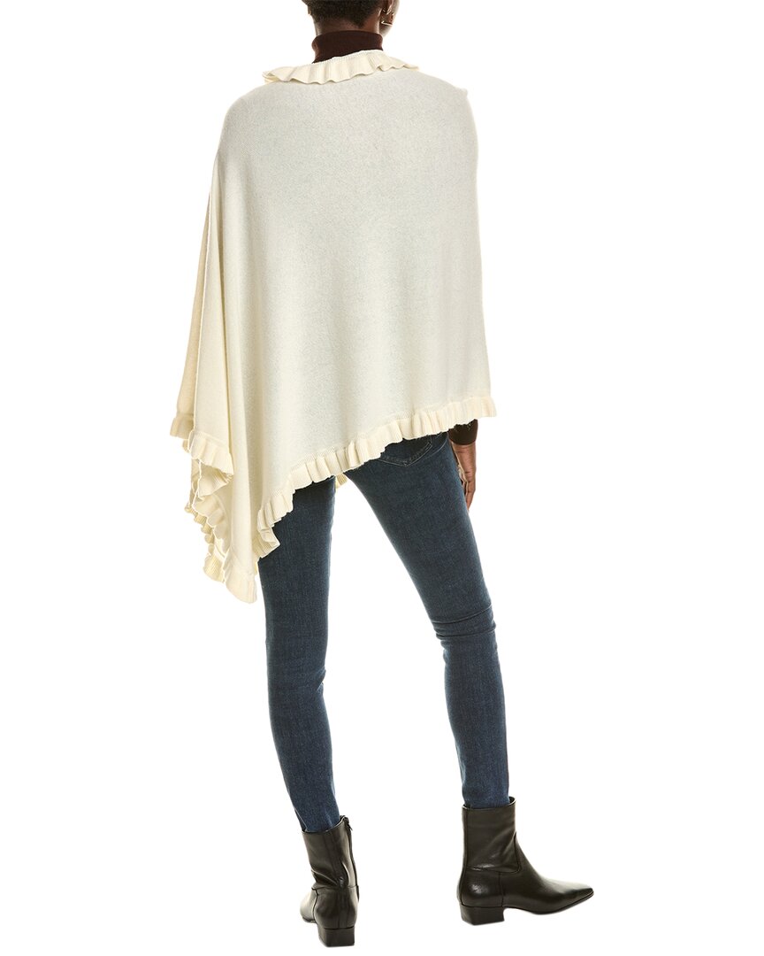sofiacashmere ruffle trim wool & cashmere-blend poncho