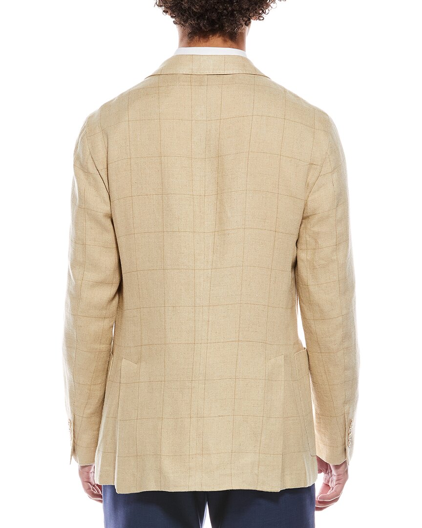 windowpane linen-blend sport coat