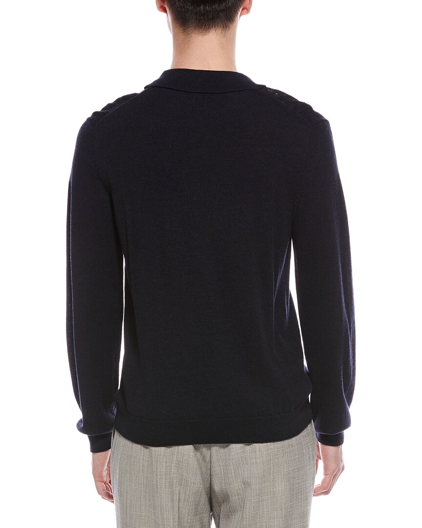 cable front merino wool polo sweater