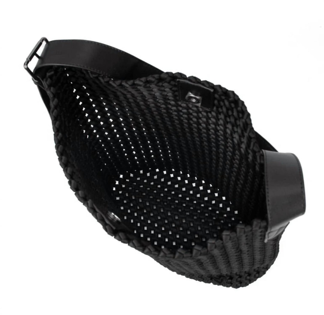 women's osler woven hand-knotted hobo bag in black