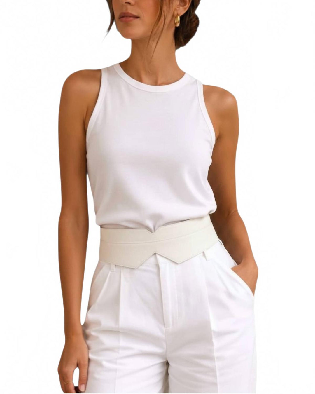 women's chaltén slim leather belt in ivory