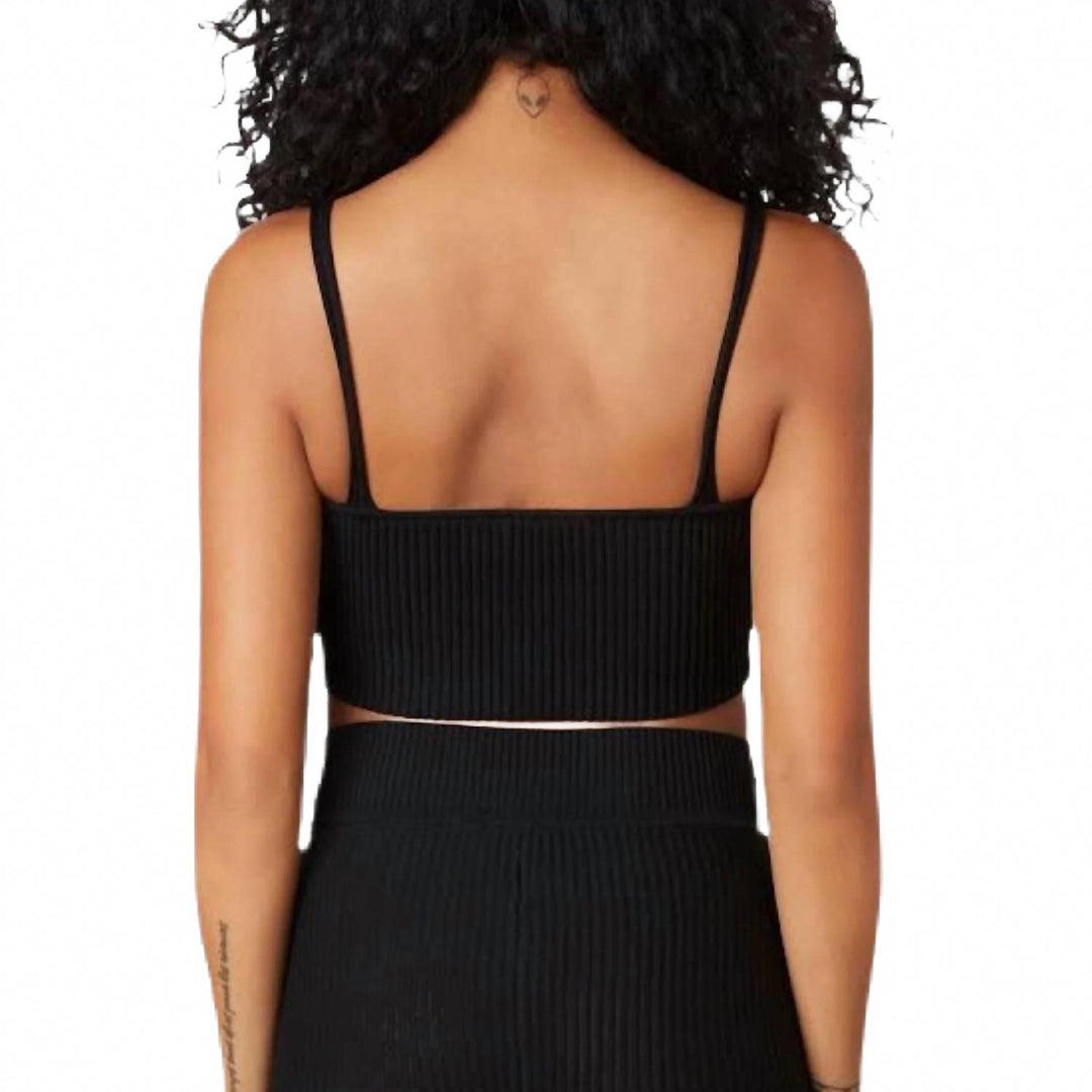 ribbed sweater bralette in black