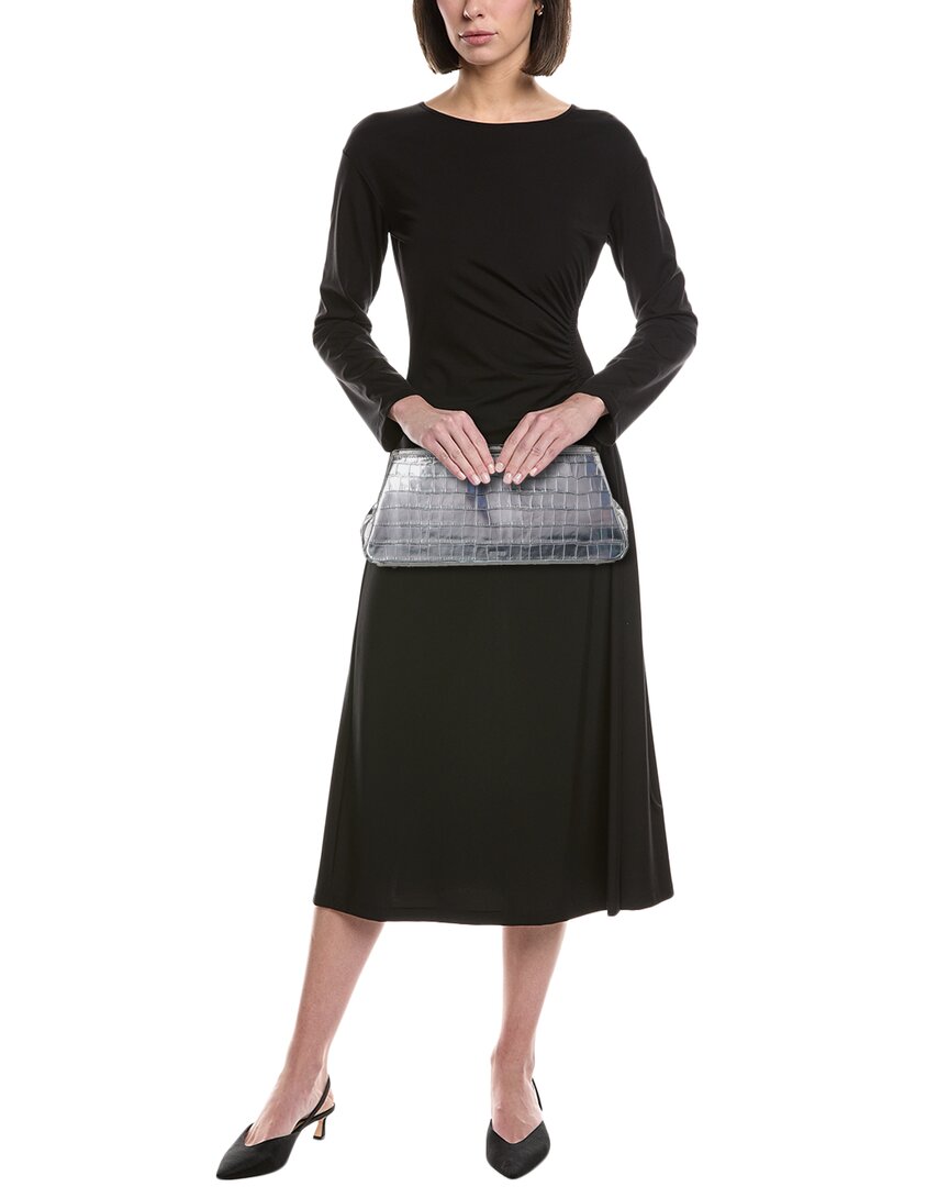 croc-embossed leather clutch