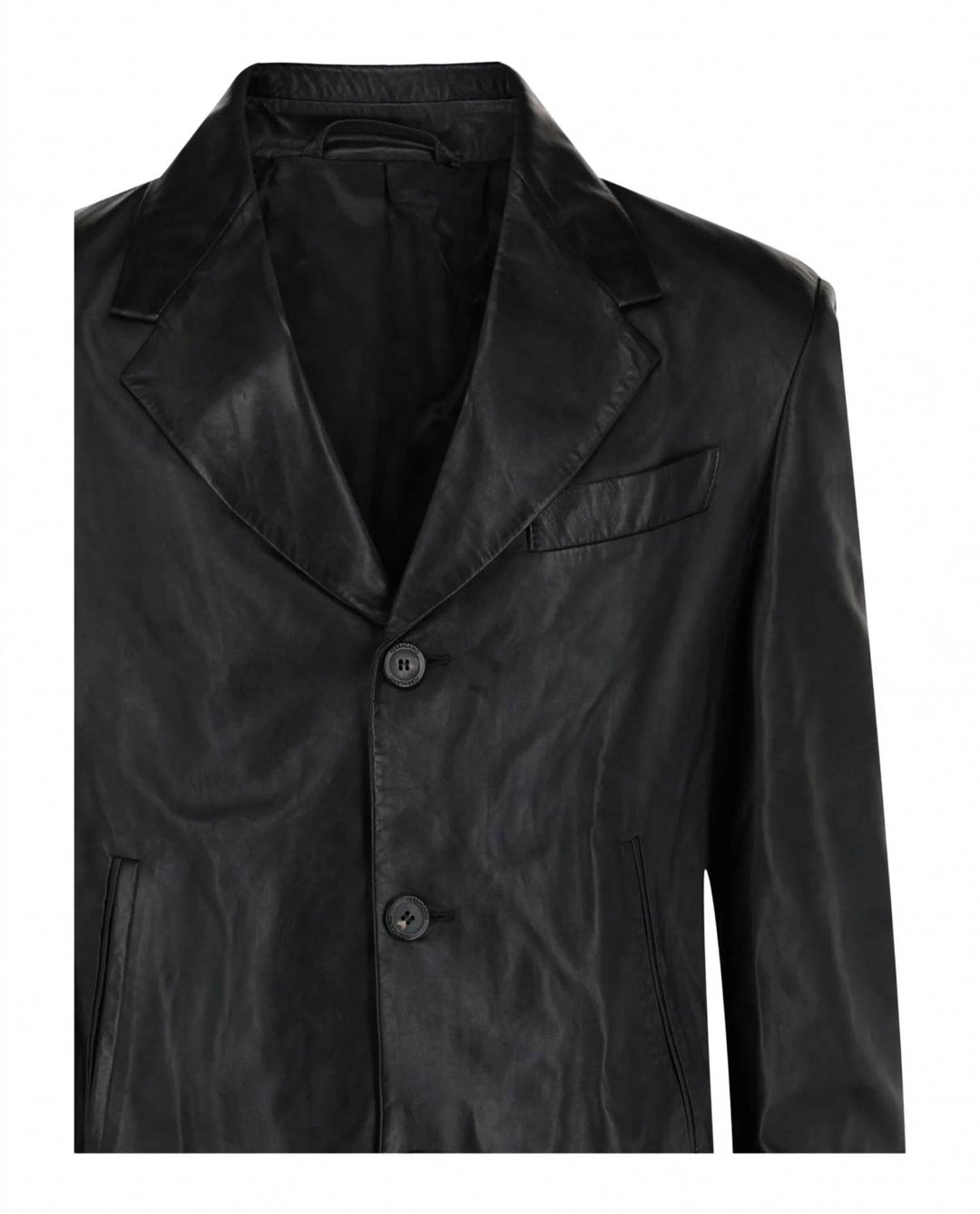 men's leather blazer in black