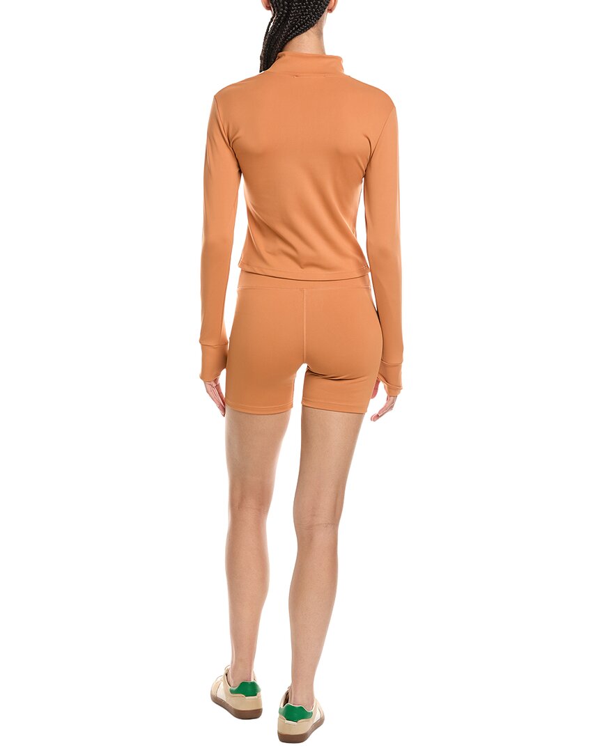 2pc 5.5in yoga fabric contrast jacket & biker short set