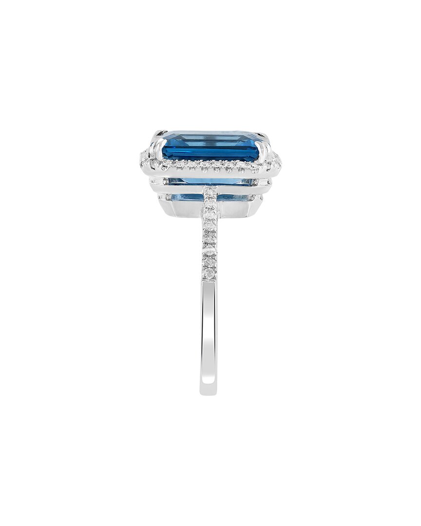 14k 6.84 ct. tw. diamond & london blue topaz ring