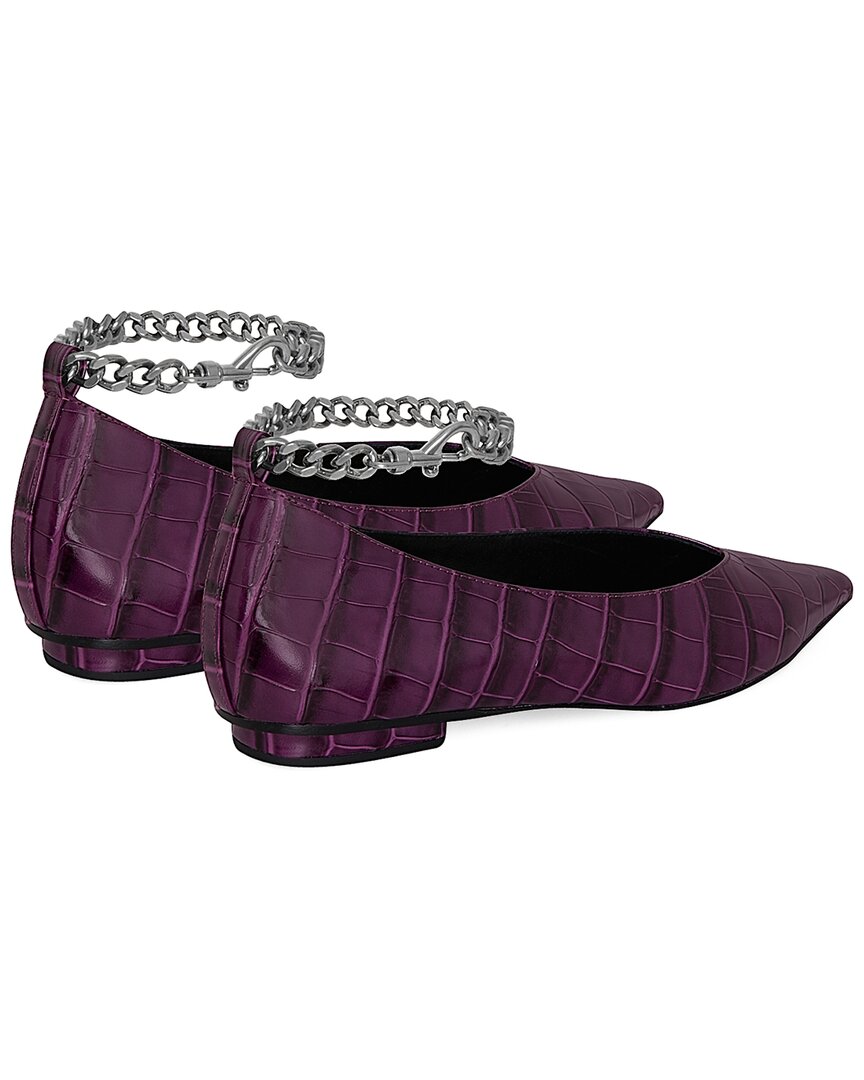 chain ankle leather ballet flat