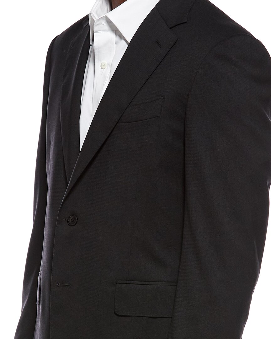 2pc wool-blend suit with flat front pant
