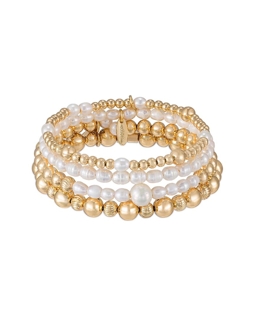 18k plated 4-5mm pearl cuff and bangle set