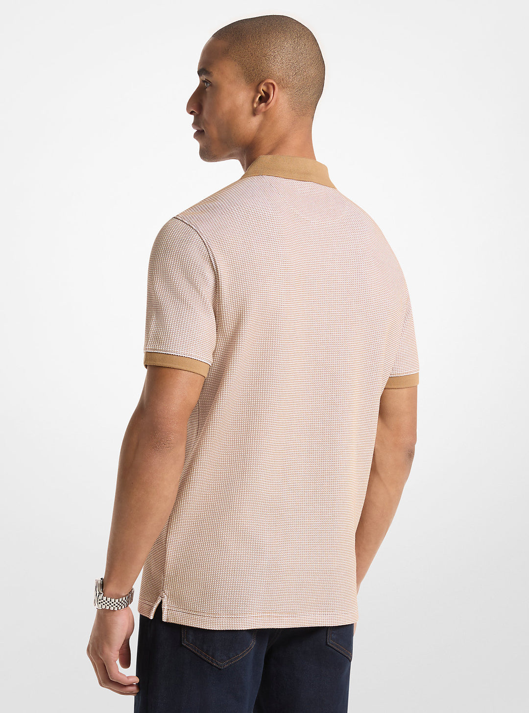 waffle stretch cotton polo shirt