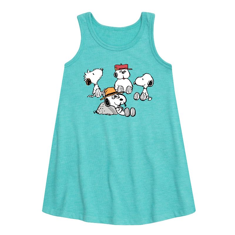 Girls' - Peanuts - Snoopy Siblings Graphic Sleeveless Aline Dress