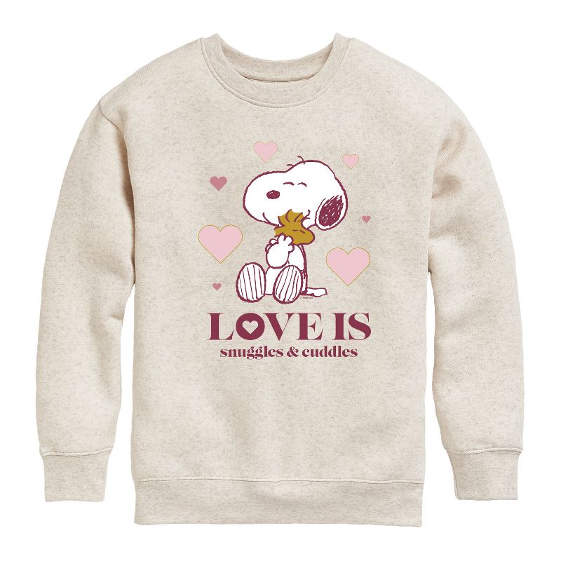 سويت شيرت صوف بأكمام طويلة مطبوع عليه رسومات "الحب هو العناق والحضن" للأولاد - Peanuts - Love Is Snuggles And Cuddles