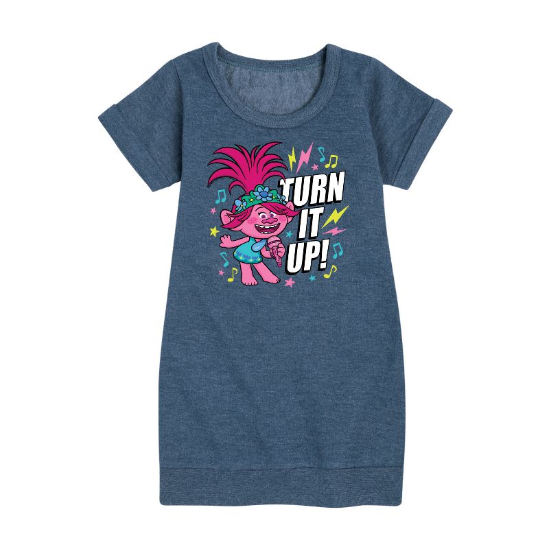 Girls' - Trolls - Turn It Up Poppy Graphic Short Sleeve Fleece Dress
