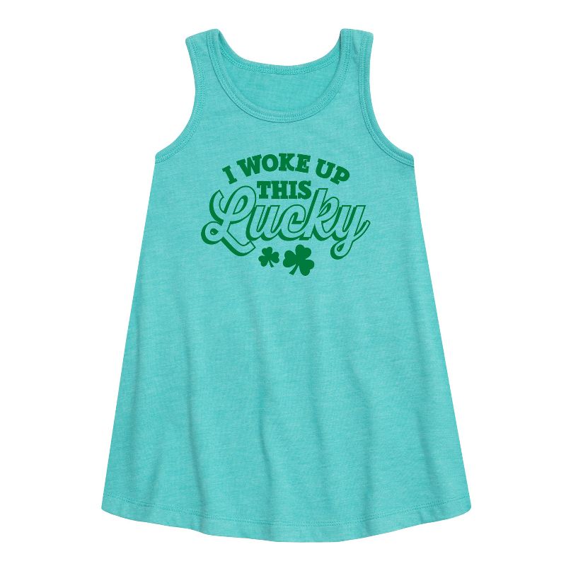 Girls' - Instant Message - St. Patrick's Day I Woke Up This Lucky Graphic Sleeveless Aline Dress