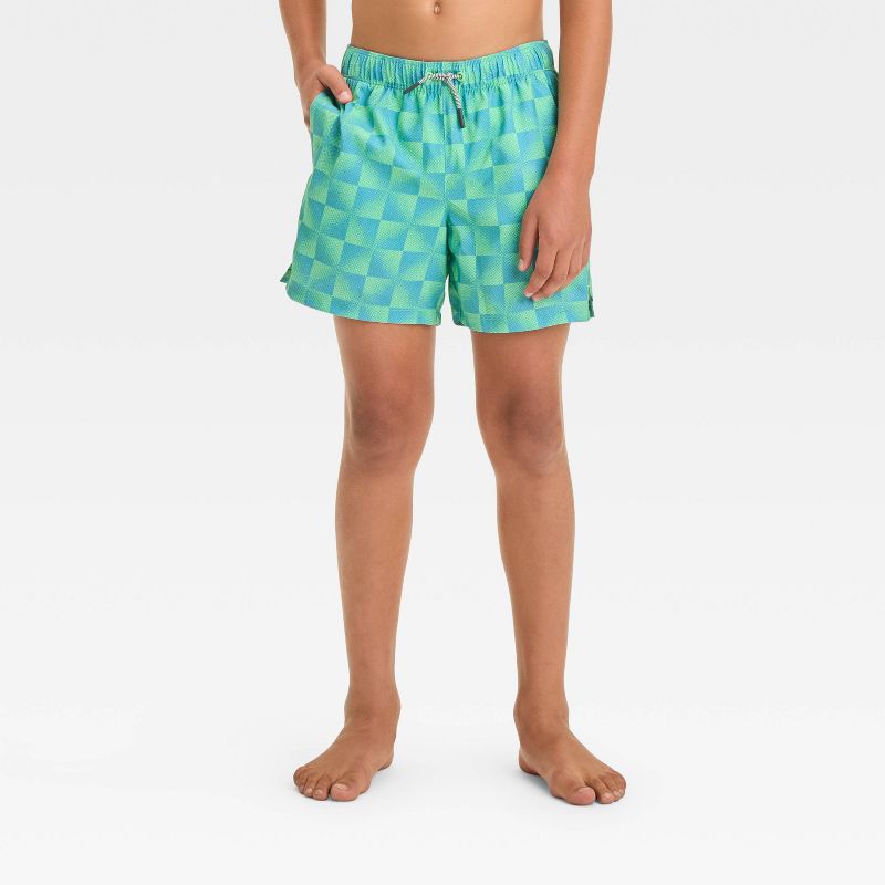 Boys' Plaid Swim Shorts - art class™ Green